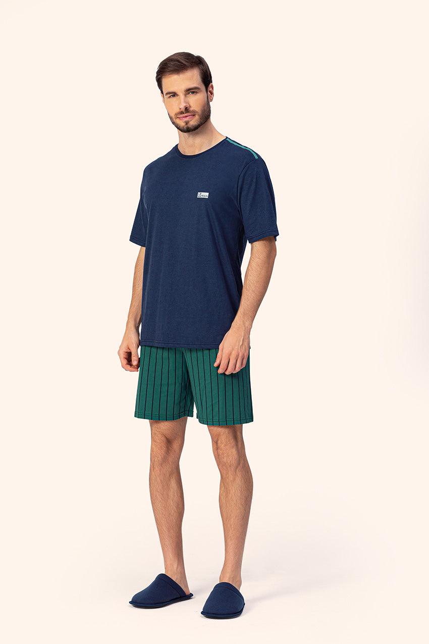 Pijama Masculino Manga Curta Afeto em Algodão - Lua Encantada