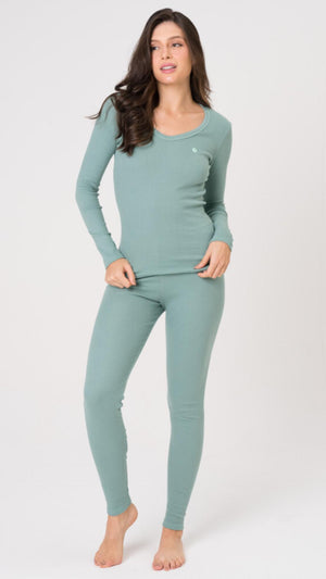 Pijama Longo Clássicos em Ribana Canelada - Acuo