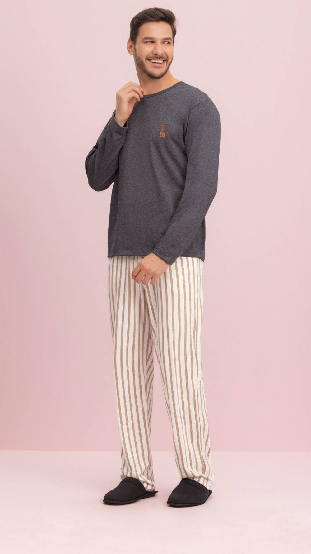 Pijama Manga Longa Masculino Expresso em Algodão - Lua Encantada