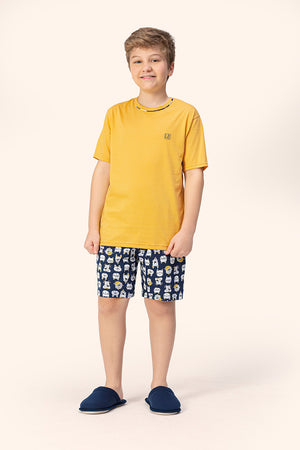 Pijama Masculino Infantil Love Pets Manga Curta em Algodão - Lua Encantada