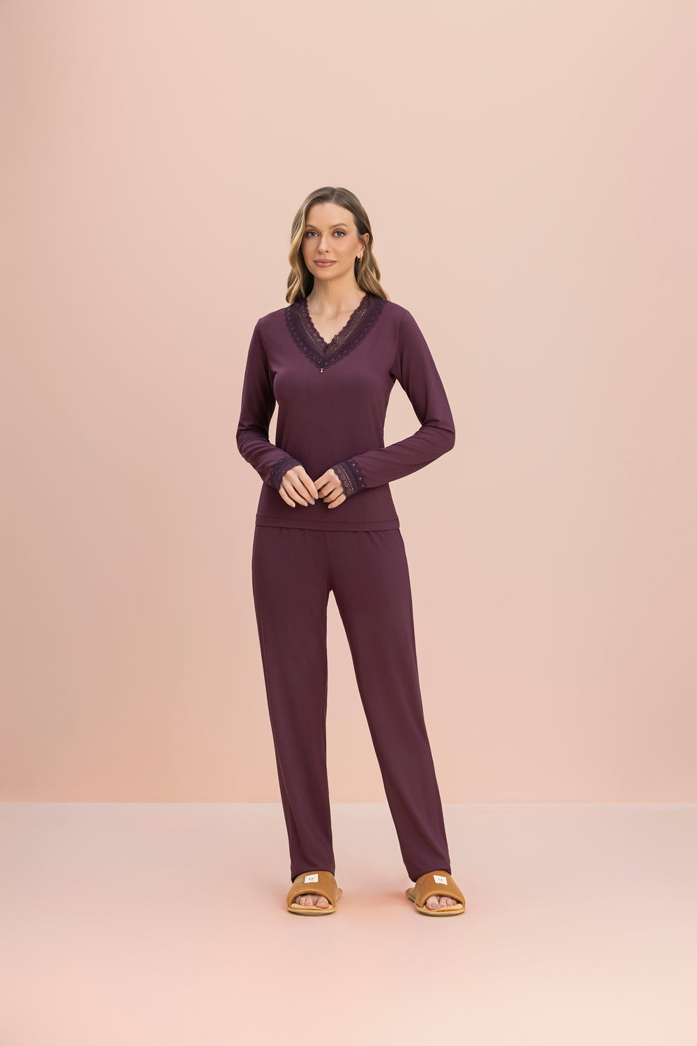 Pijama Manga Longa Cabernet em Viscose - Lua Encantada