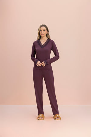 Pijama Manga Longa Cabernet em Viscose - Lua Encantada