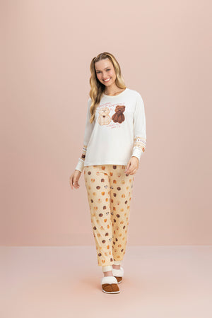 Pijama Manga Longa Doglacha em Malha Peach - Lua Encantada