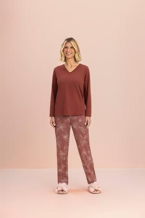 Pijama Manga Longa Orquídea em Algodão - Lua Encantada