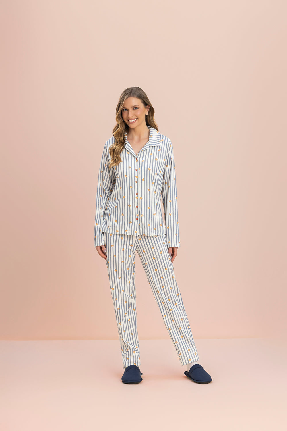 Pijama Manga Longa Aberto Teddy Quentinho em Algodão - Lua Encantada