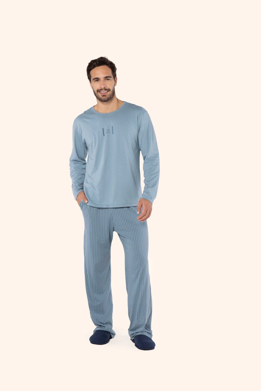 Pijama Manga Longa Masculino Dino em Algodão - Lua Encantada