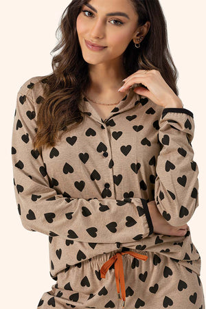 Pijama Manga Longa Aberto Love Me em Algodão - Lua Encantada