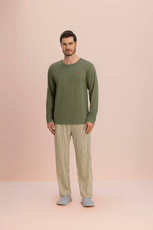 Pijama Masculino Manga Longa Relaxar em Algodão - Lua Encantada