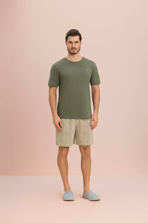 Pijama Manga Curta Masculino Relaxar em Algodão - Lua Encantada