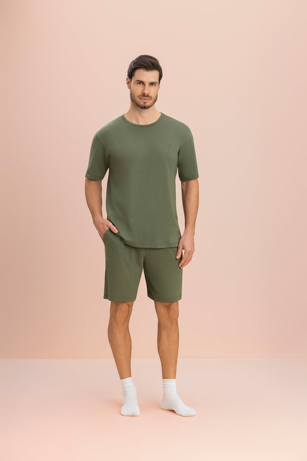 Pijama Manga Curta Masculino Selva em Algodão - Lua Encantada