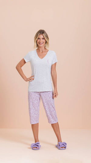 Pescador Manga Curta Florarte em Malha Mescla e Algodão - Lua Encantada