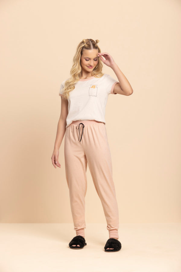 Pijama Manga Curta Conforto Diário em Algodão - Lua Encantada