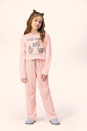 Pijama Longo Feminino Infantil Chamego em Algodão - Lua Encantada