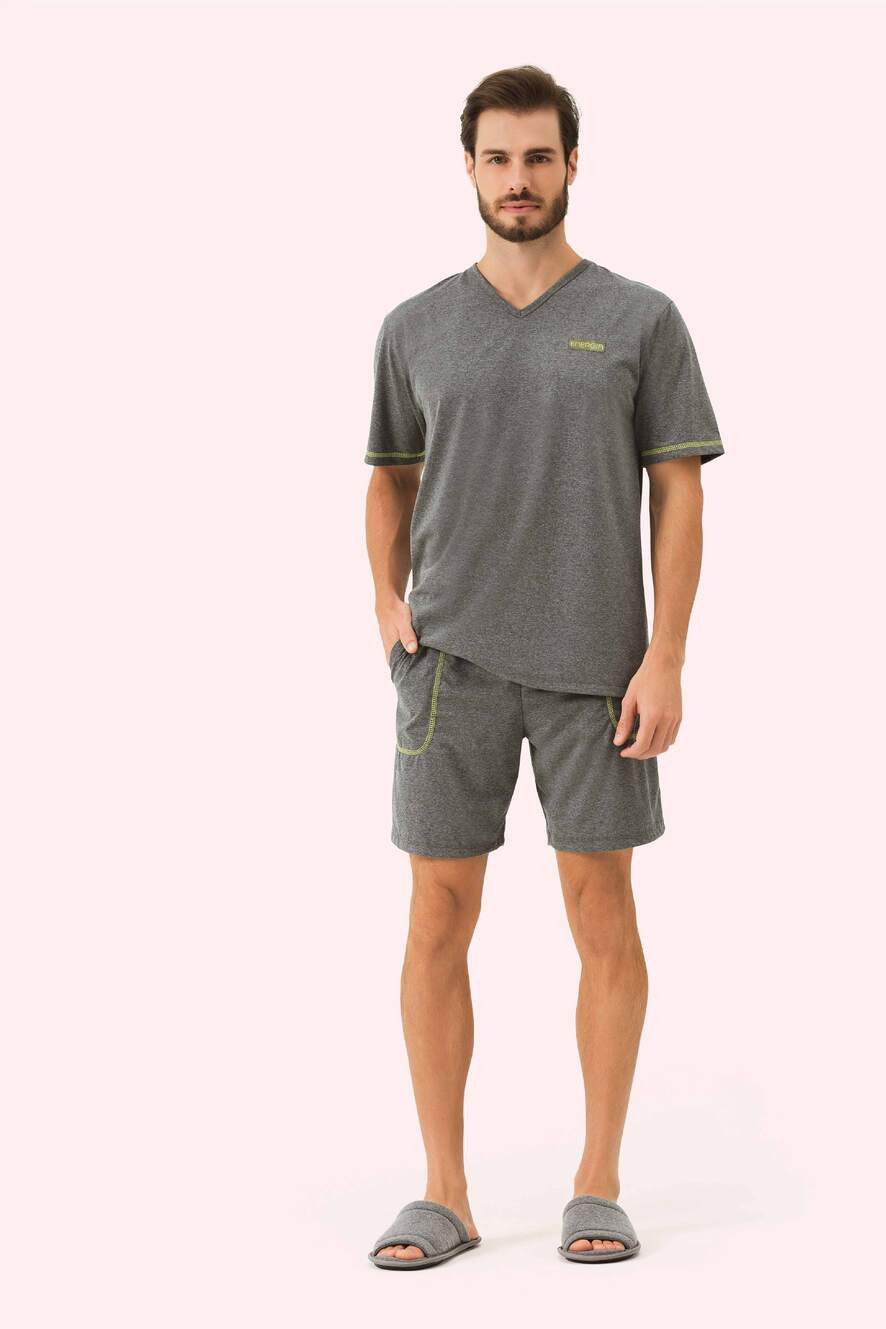 Pijama Masculino Manga Curta Lealdade em Malha Mescla - Lua Encantada