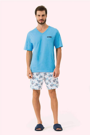 Pijama Masculino Manga Curta Sabedoria em Malha Mescla - Lua Encantada