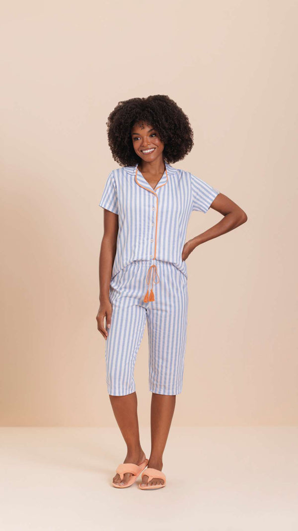 Pescador Manga Curta Aberto Bonita em Algodão - Lua Encantada