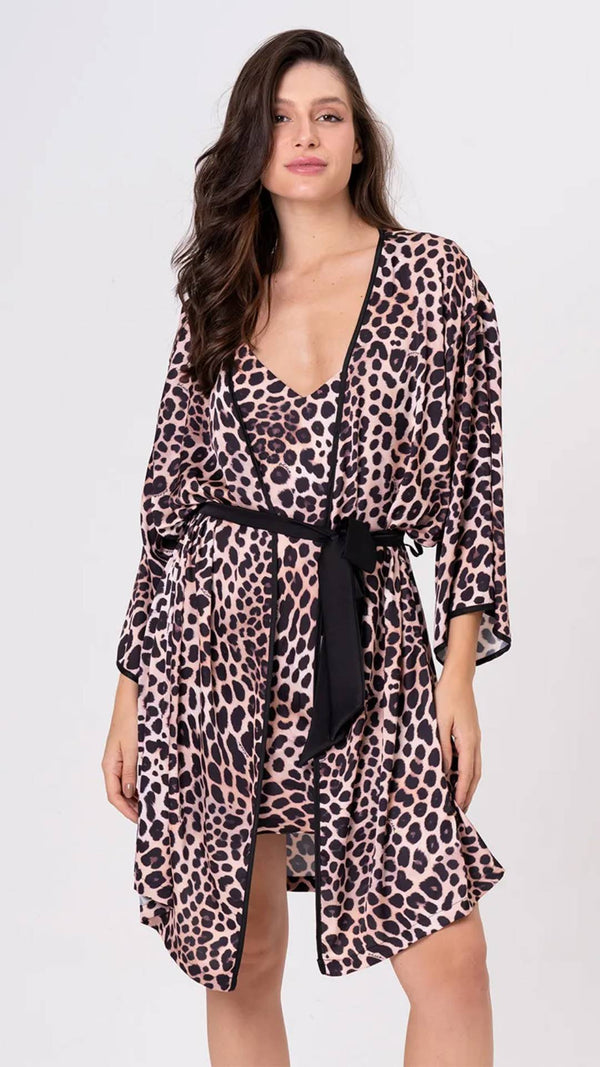 Robe Acetinado Animal Print Feline em Ceim Gloss - Acuo