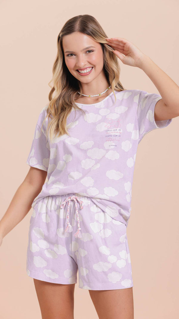 Short Doll Manga Curta Sonhadora em Algodão - Lua Encantada