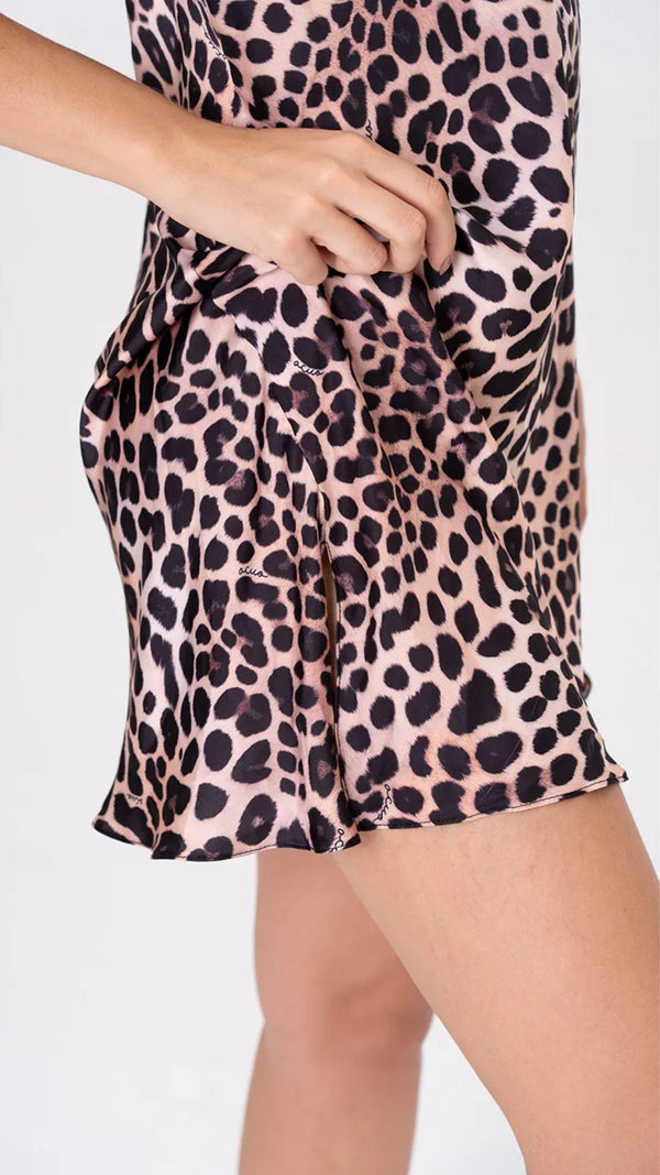 Camisola Alça Acetinada Animal Print Feline em Cetim Gloss - Acuo