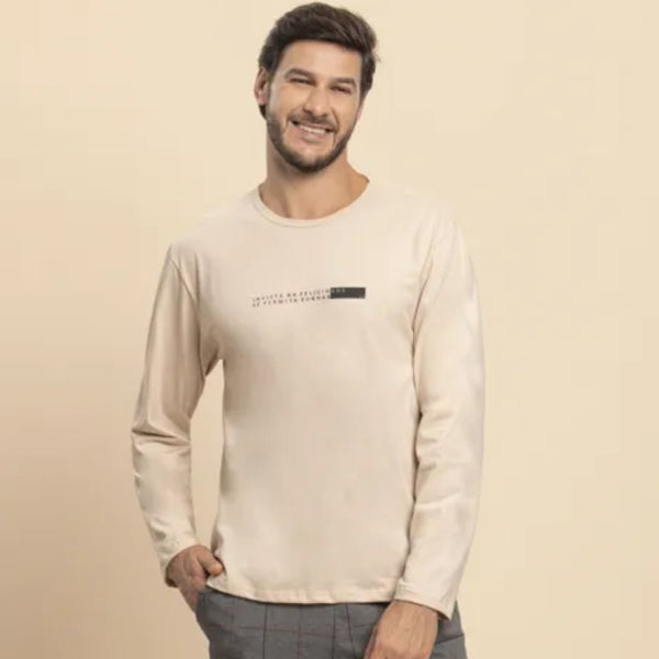 Pijama Manga Longa Masculino Família Grid em Algodão e Malha Mescla - Lua Encantada