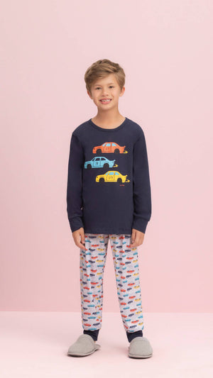 Pijama Manga Longa Masculino Infantil Racing em Algodão - Lua Encantada