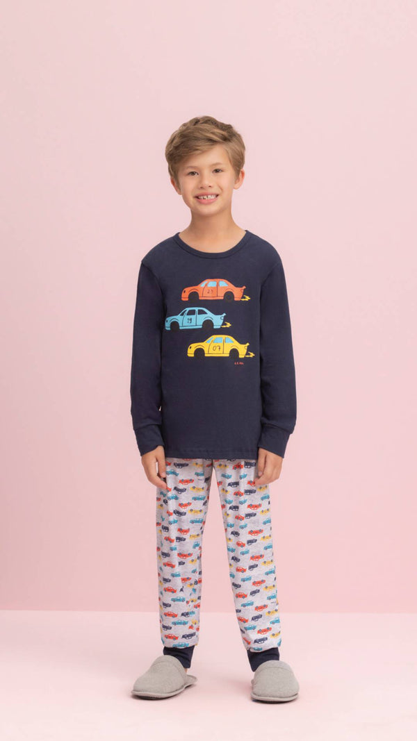 Pijama Manga Longa Masculino Infantil Racing em Algodão - Lua Encantada