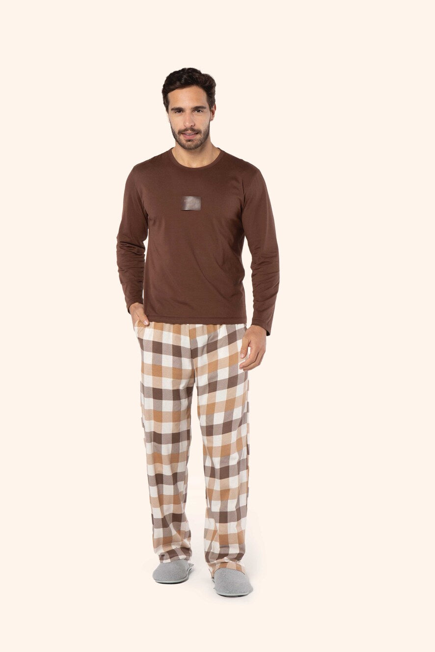 Pijama Manga Longa Masculino Clube da Preguiça em Algodão - Lua Encantada
