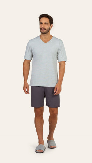 Pijama Manga Curta Masculino Listrado Degradrê em Liganete - Lua Encantada