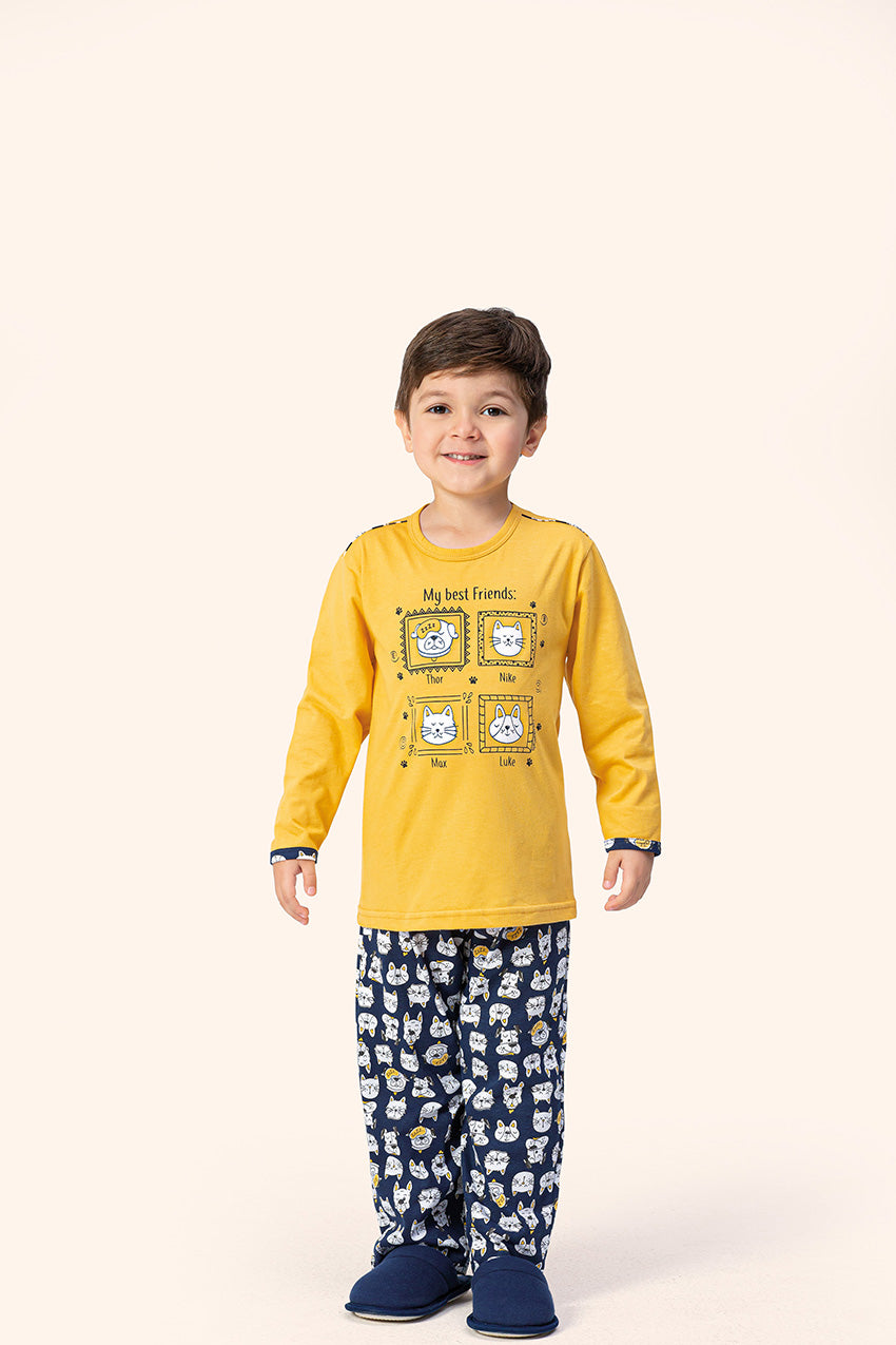 Pijama Feminino Infantil Longo Love Pets em Algodão - Lua Encantada
