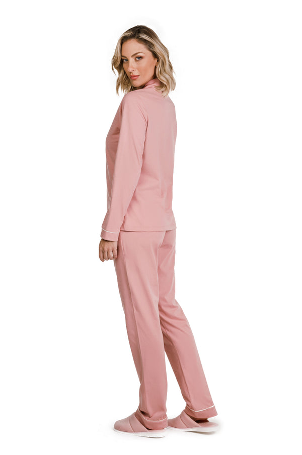 Pijama Manga Longa Aberto Angelina em Algodão - Divina Noite