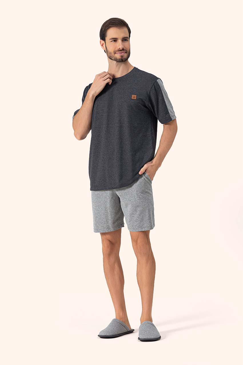 Pijama Masculino Manga Curta  Tranquilo em Algodão - Lua Encantada