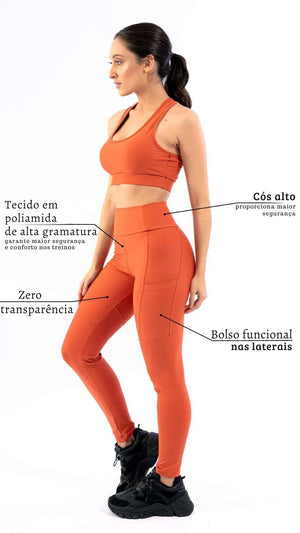 Legging Fitness Lisa Bronze com Elástico Anoitecer - Pozze