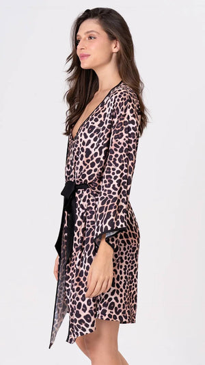 Robe Acetinado Animal Print Feline em Ceim Gloss - Acuo