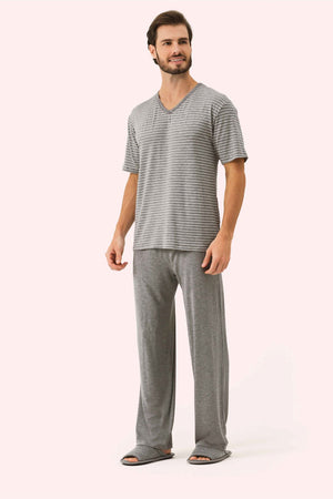 Pijama Masculino Manga Curta Suavidade em Viscose - Lua Encantada