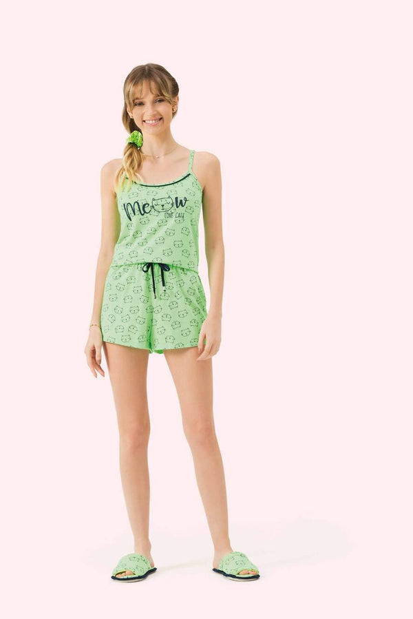 Short Doll Alça Meow em Algodão - Lua Encantada