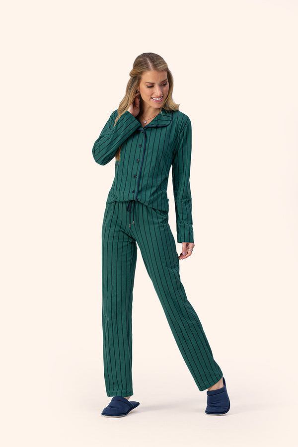 Pijama Manga Longa Aberto Afeto em Algodão - Lua Encantada