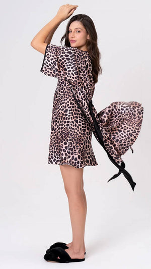 Robe Acetinado Animal Print Feline em Ceim Gloss - Acuo