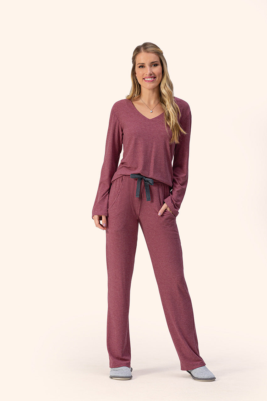 Pijama Manga Longa Desejo em Viscose Canelada - Lua Encantada