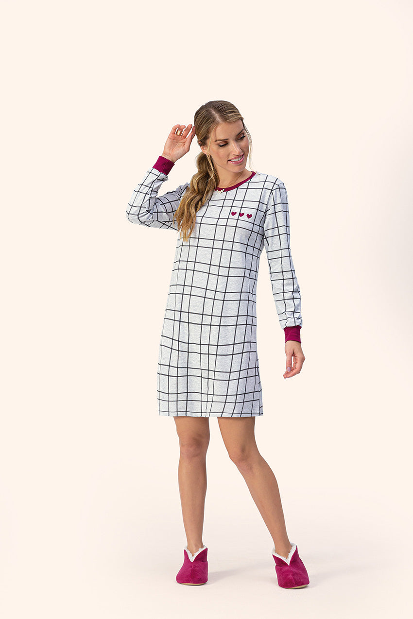 Camisola Manga Longa Chess em Mescla - Lua Encantada