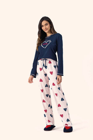 Pijama Feminino Manga Longa Sobre o Amor em Algodão - Lua Encantada