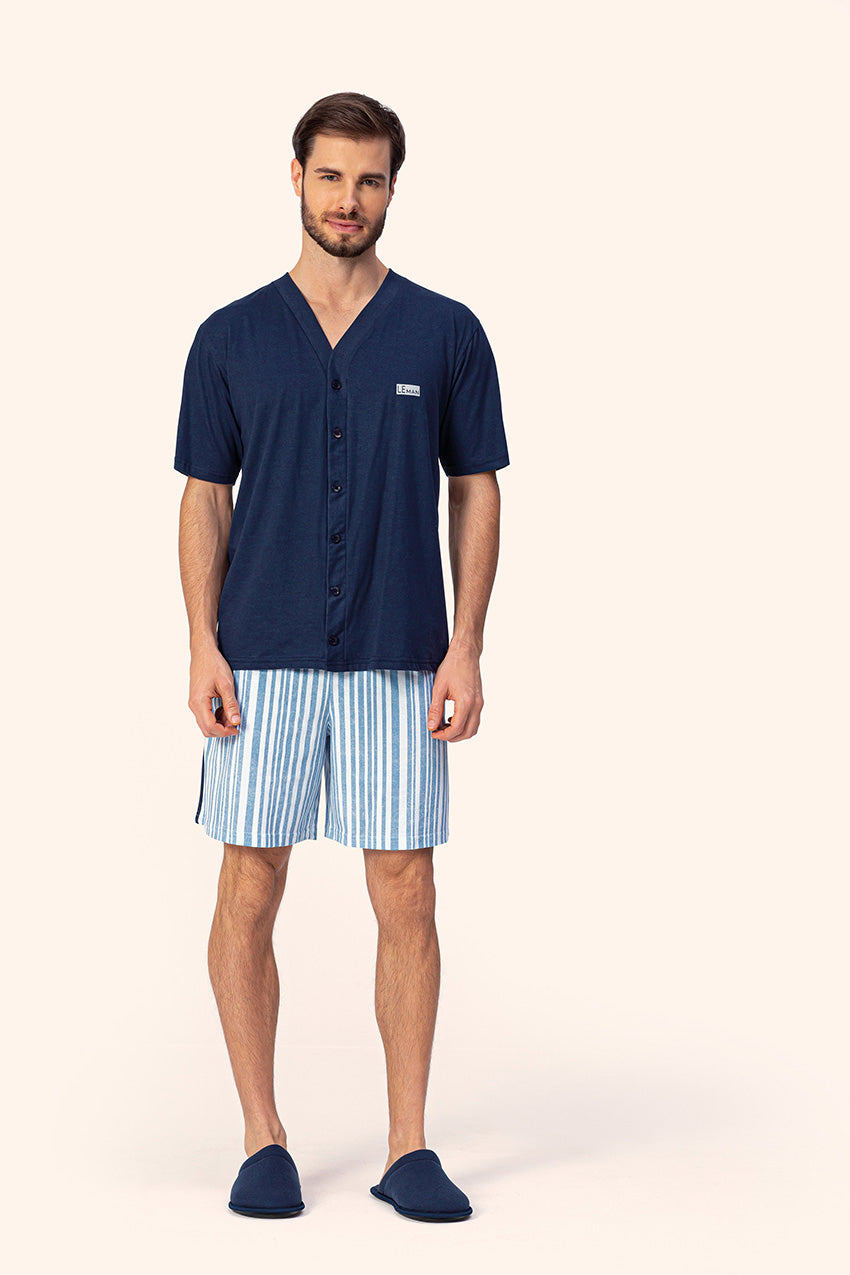 Pijama Masculino Manga Curta Aberto Resiliência em Algodão - Lua Encantada