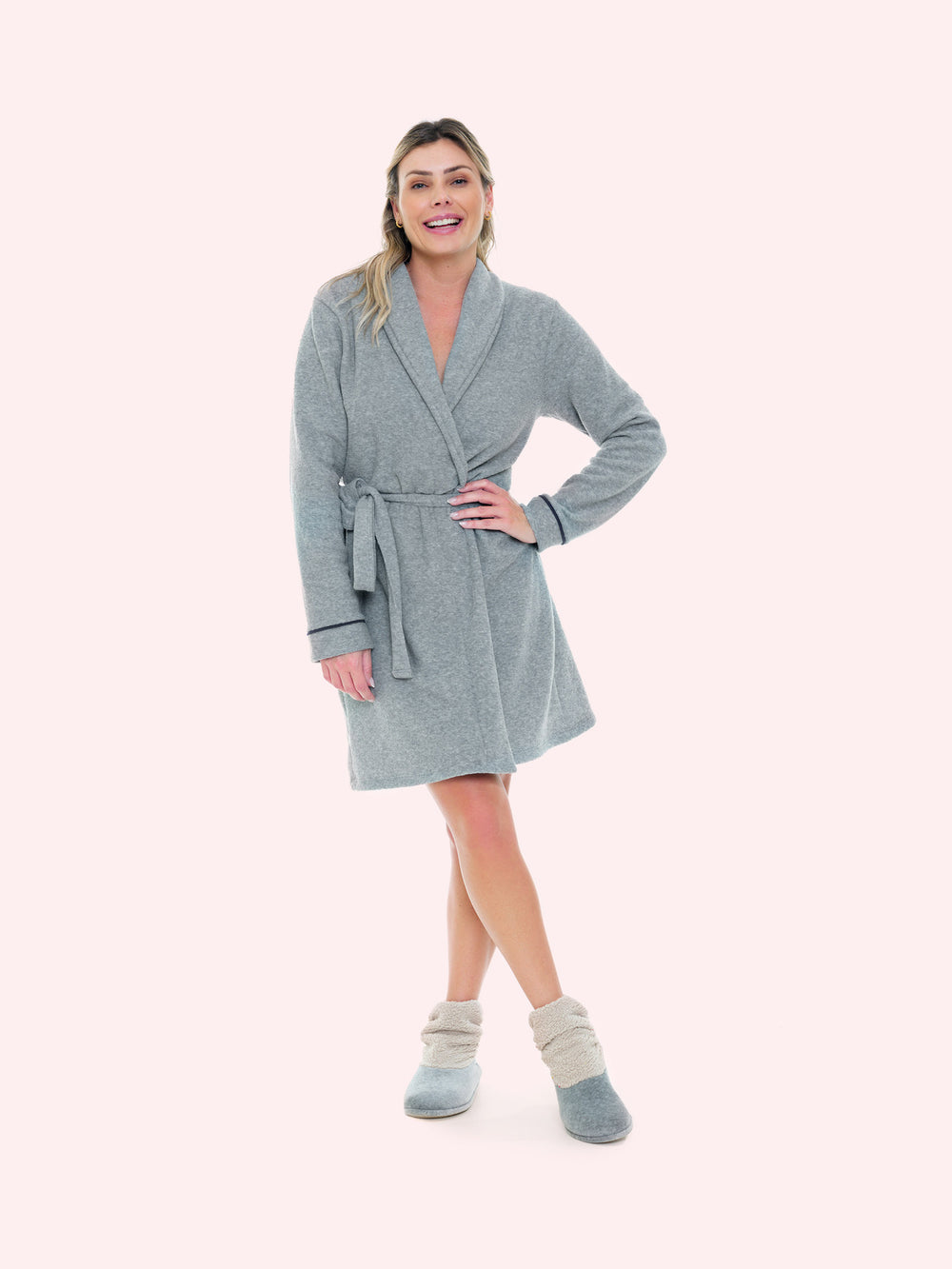 Robe Manga Longa Feminino em Plush - Bocejinho