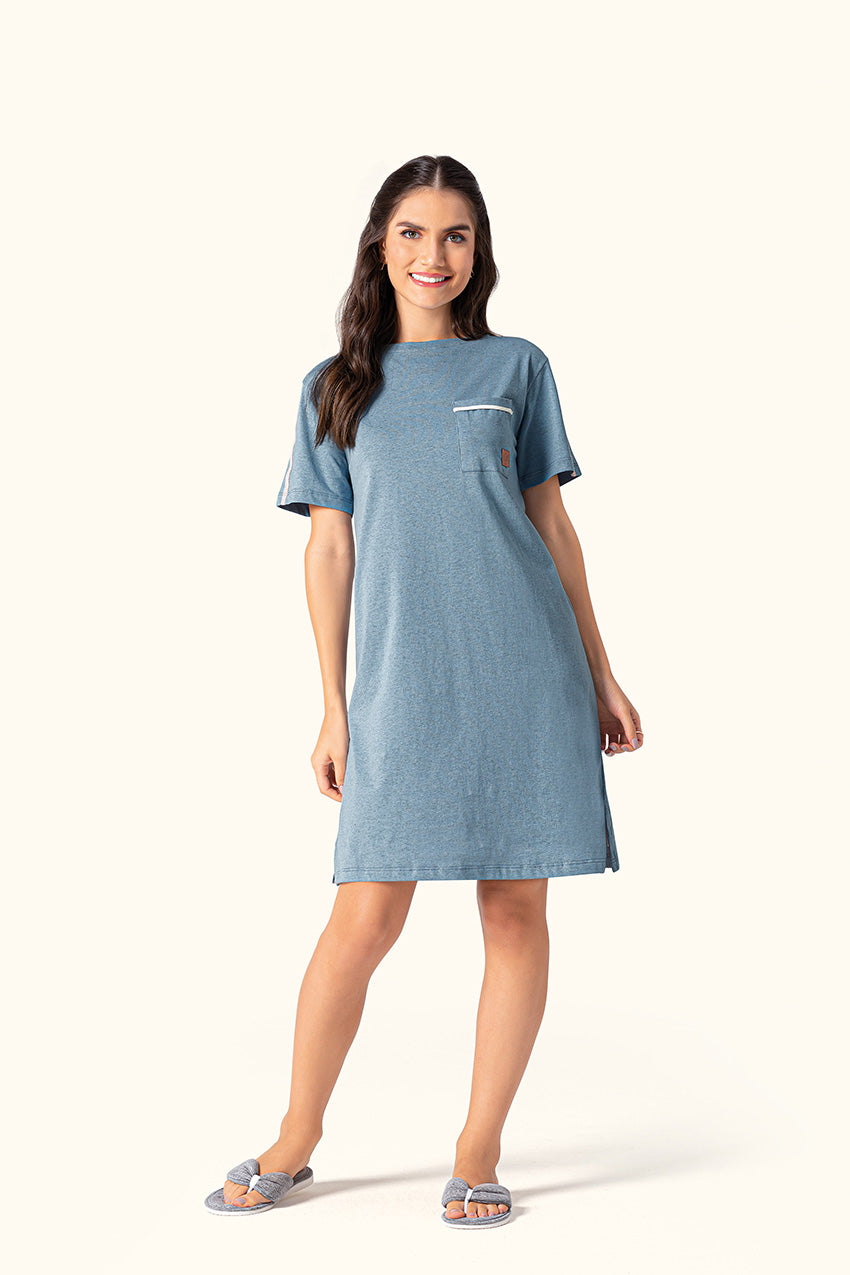 Camisola Manga Curta Imagine em Malha Mescla - Lua Encantada