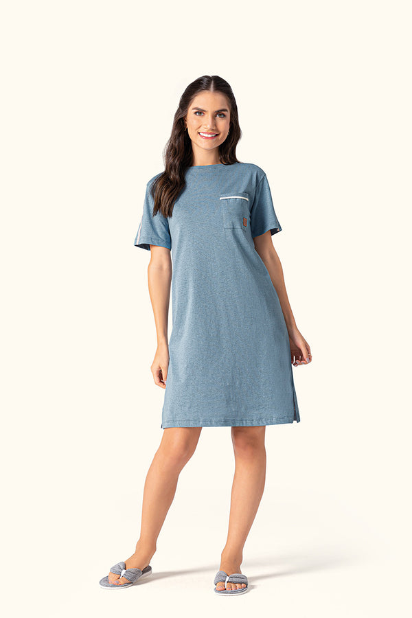 Camisola Manga Curta Imagine em Malha Mescla - Lua Encantada