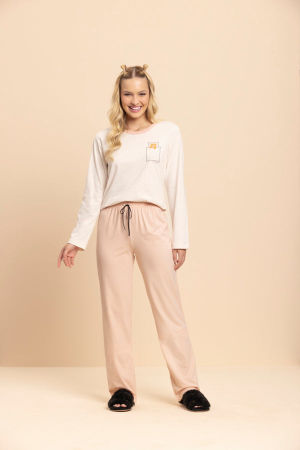 Pijama Manga Longa Conforto Diário em Algodao - Lua Encantada