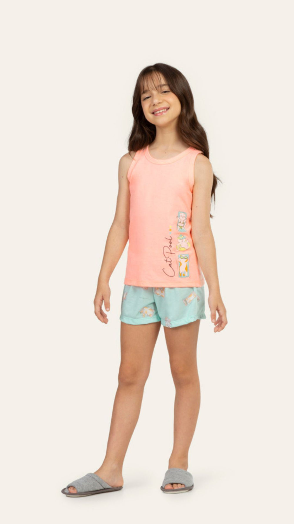 Short Doll Regata Infantil Catpool em Algodão - Lua Encantada