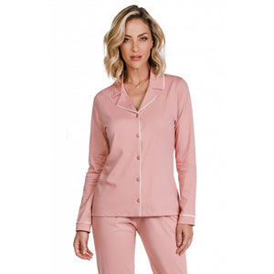 Pijama Manga Longa Aberto Angelina em Algodão - Divina Noite