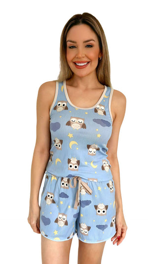 Short Doll Regata Amora em Malha Canelada - Divina Noite