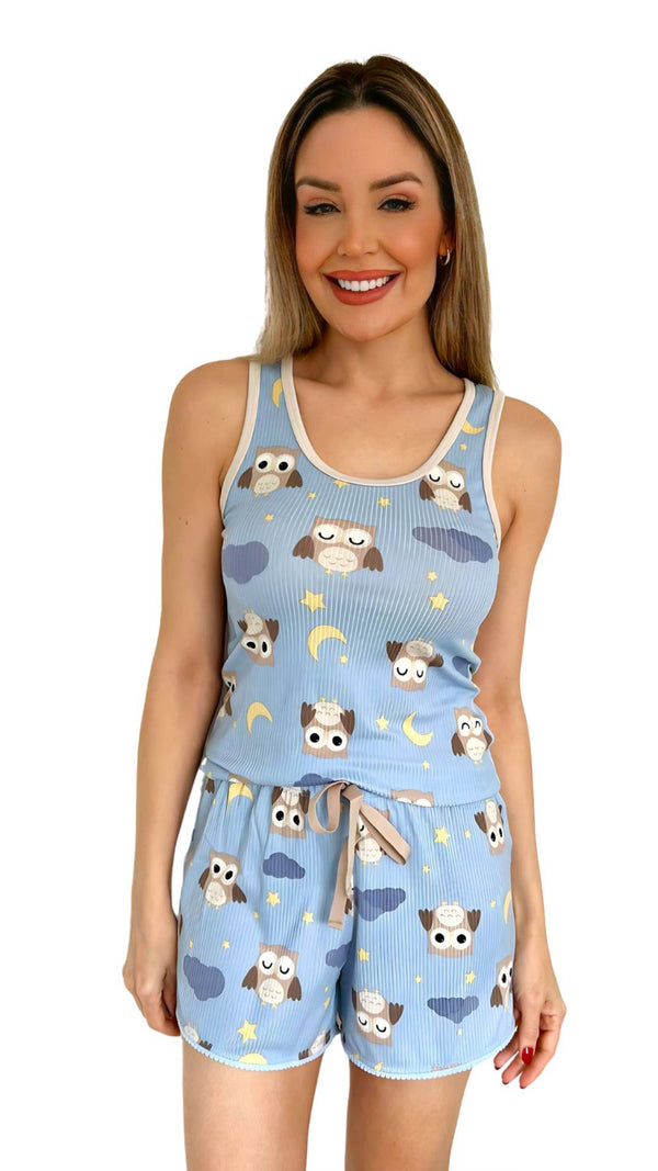 Short Doll Regata Amora em Malha Canelada - Divina Noite