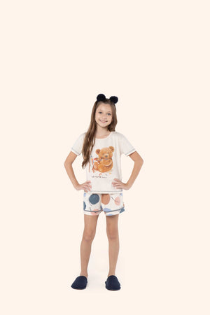 Short Doll Manga Curta Artist Bear em Algodão - Lua Encantada